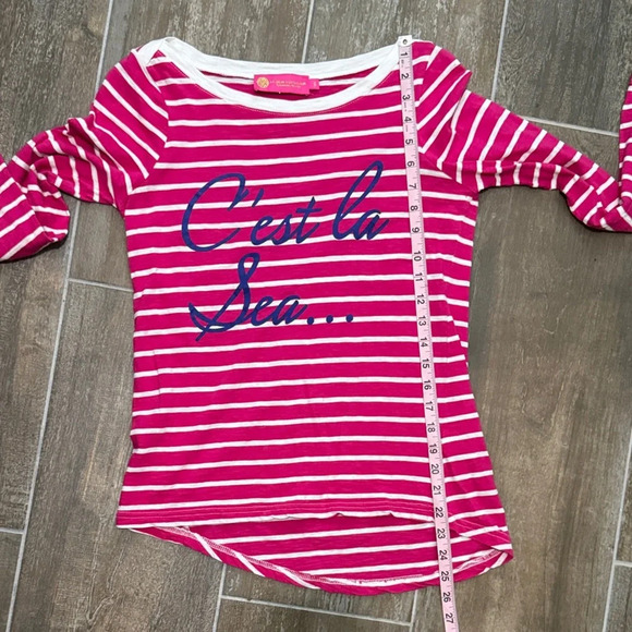 Macbeth Collection by Margaret Josephs Pink and White Striped Blouse - Picture 9 of 10